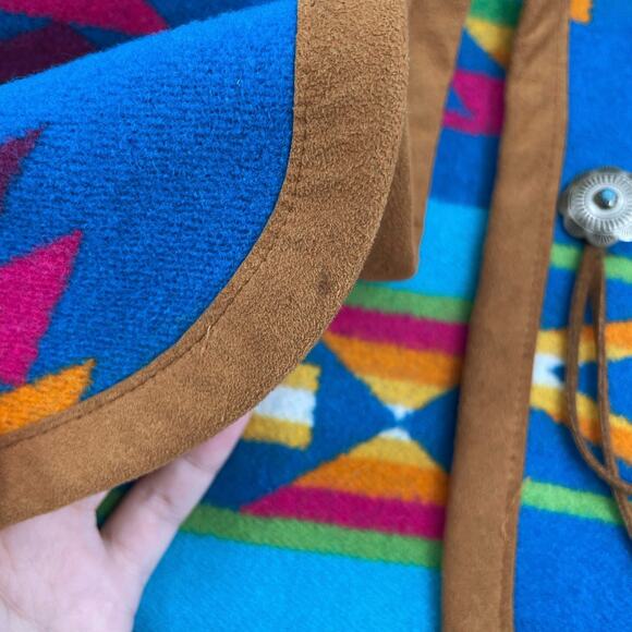 Pendleton Wool Vest Bright Blue Southwestern Rodeo Ranch Blanket Style Size M - Picture 11 of 13